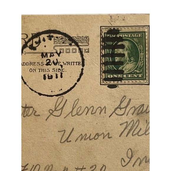 Antique Posted 1911 Ephemera Postcard Humorous Artwork Baby With Toupee Lotion - Picture 5 of 5